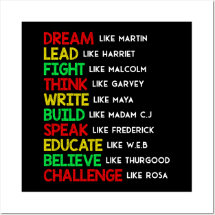 Dream Like Martin Lead Like Harriet Black History Month Posters and Art